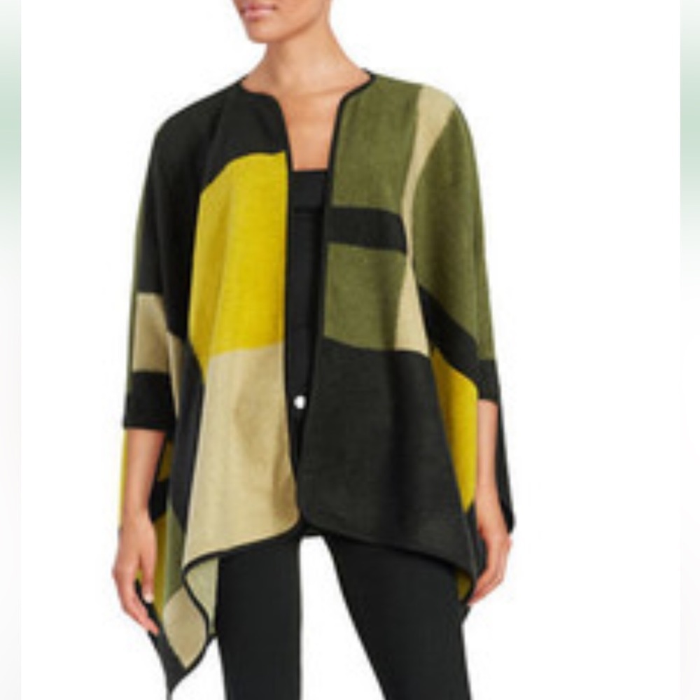 Vince Camuto Color Blocked jacquard Blanket Poncho.  Size‎ XS/S